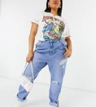 Urban Bliss Plus Ripped Boyfriend Jean In Mid Wash Blue-blues