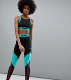 Puma Exlcusive To Asos Paneled Legging In Black And Green - Green