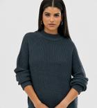 Vero Moda Tall High Neck Ribbed Sweater In Blue