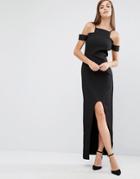 The 8th Sign Cut Out High Low Maxi Dress - Black