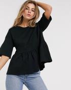 Asos Design Casual Smock Top-black