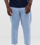 Asos White Plus Tapered Jeans In 14oz Light Wash Denim - Blue