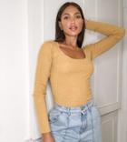Asos Design Tall Long Sleeve Scoop Neck Sweater In Stone-neutral