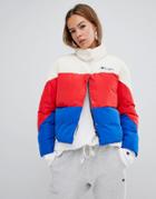 Champion Padded Jacket With Embroidered Chest Logo In Color Block - Multi