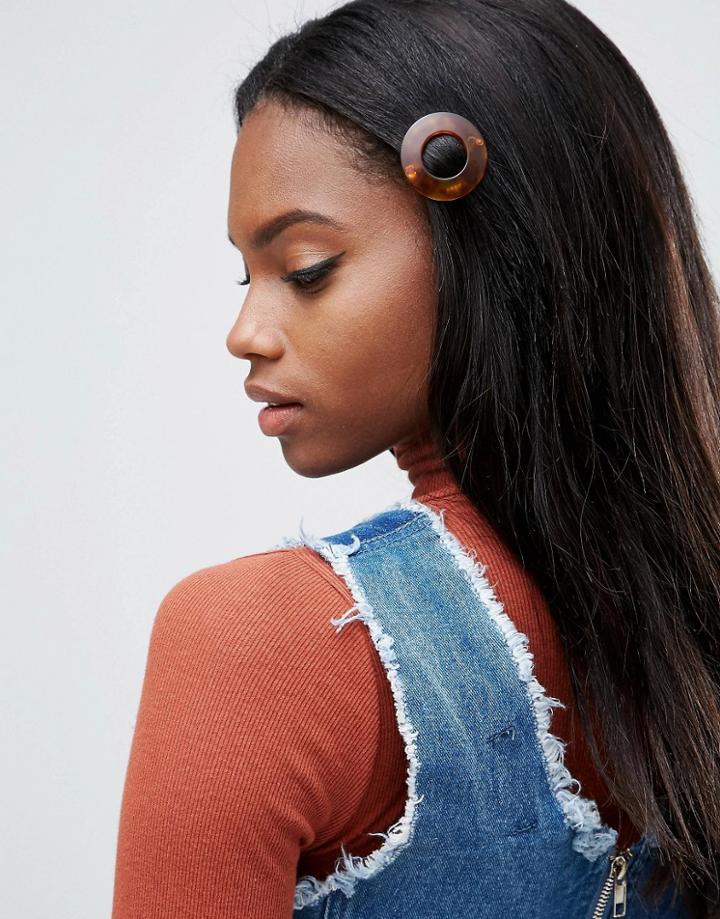 Asos Tortoise Circle Hair Clip - Brown