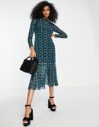 & Other Stories Polyester Smocked Midi Dress In Blue Print - Mblue