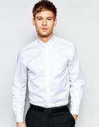 Number Eight Savile Row Shirt With Button Down Collar In Skinny Fit - White