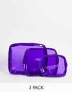 Svnx 3 Pack Vinyl Cosmetic Bags In Purple
