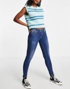 Only Isa Skinny Jeans In Mid Dark Blue-blues
