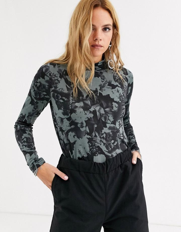 Noisy May High Neck Tie Dye Floral Top