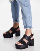 Truffle Collection Chunky Heel Sandals In Black Croc