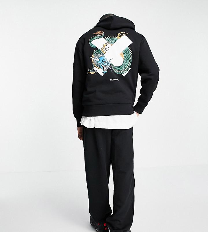 Collusion Hoodie With Logo X Dragon Print In Black - Part Of A Set