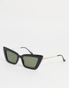 Asos Design Recycled Frame Pointy Cat Eye Sunglasses In Black