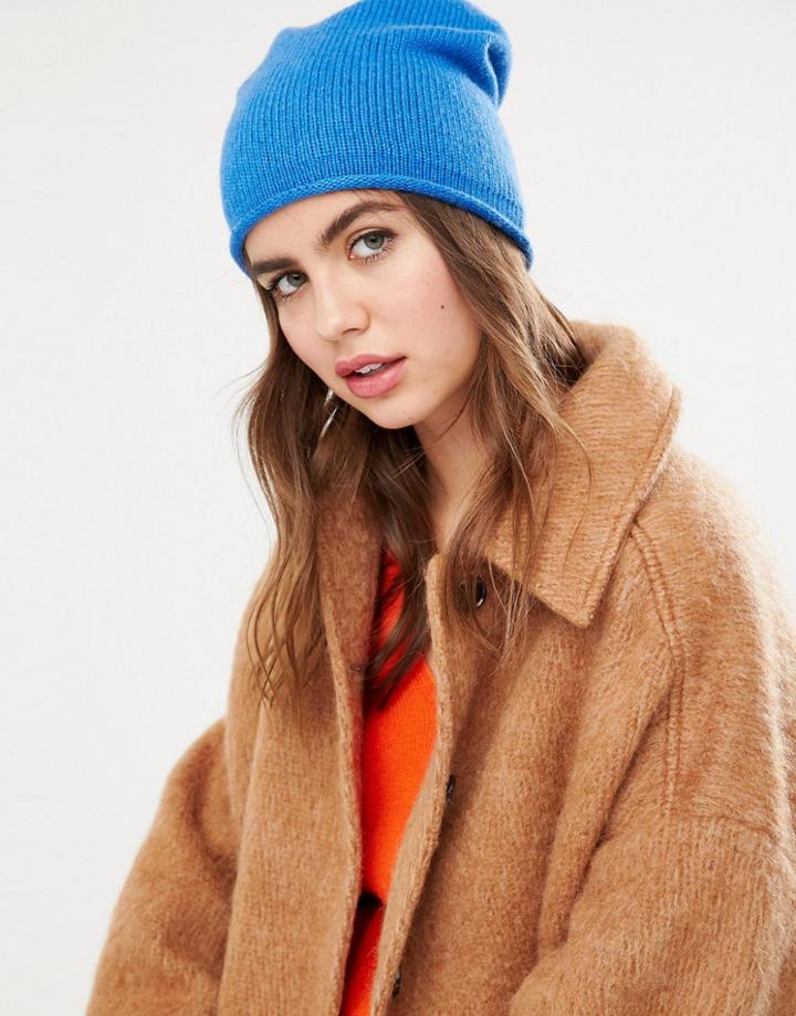 Pieces Cashmere Beanie - Blue
