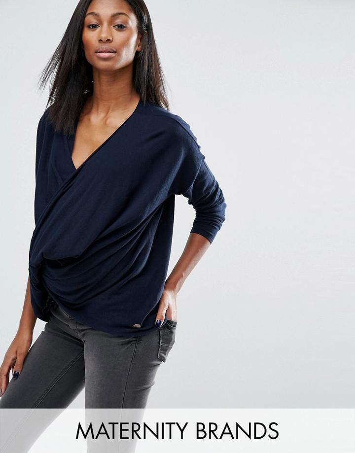 Noppies Maternity Drape Front Top - Navy