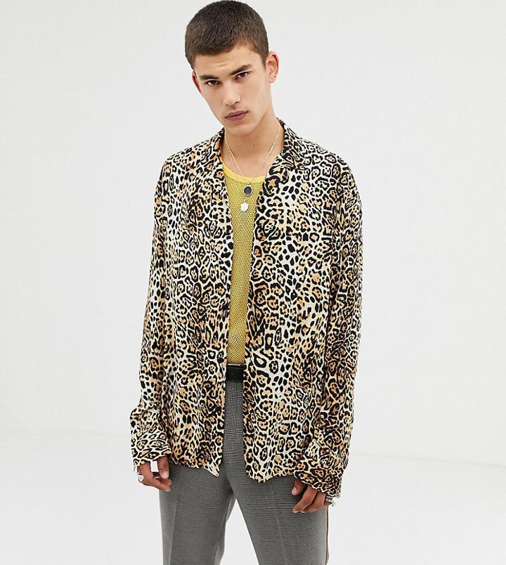 Collusion Tall Digital Print Leopard Shirt - Brown