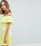 Asos Design Petite Off Shoulder Sundress With Tiered Skirt - Multi