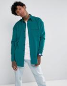 Jaded London Shirt In Green Cord Reg Fit - Green