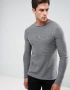 Solid Sweater With Raw Hems - Gray