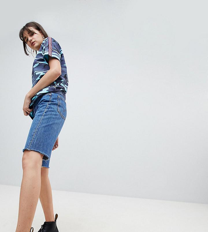 Reclaimed Vintage Revived Levi's Longline Denim Shorts-blue