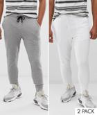 Asos Design Super Skinny Sweatpants 2 Pack White/gray Marl - Multi