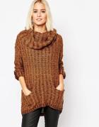 Vero Moda Waffle Knit Pocket Front Sweater - Black Coffee