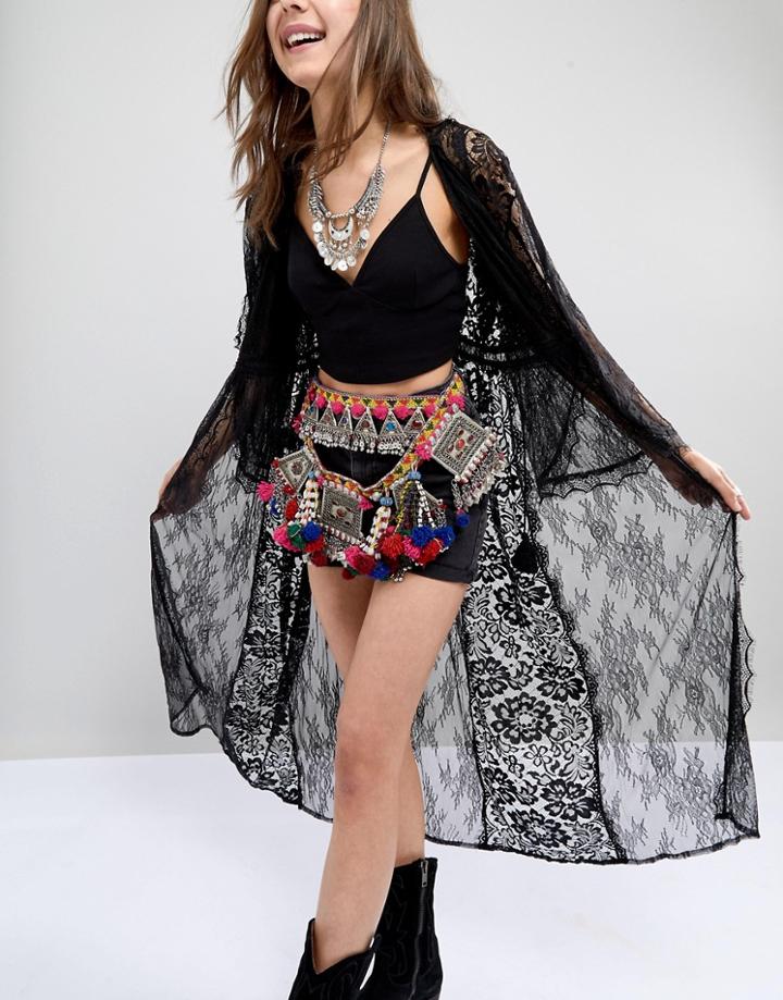 Rock N Rose Pom Statement Belt - Multi