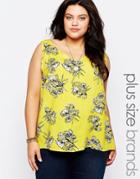 Nvme Plus Top In Floral Print - Yellow