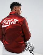 Hype X Coca Cola Fleece Lined Coach Jacket In Red With Back Print - Red