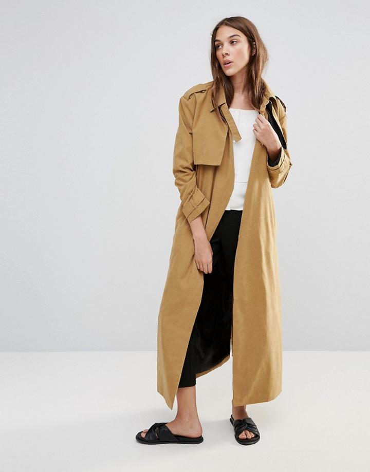 Neon Rose Trench Coat - Brown