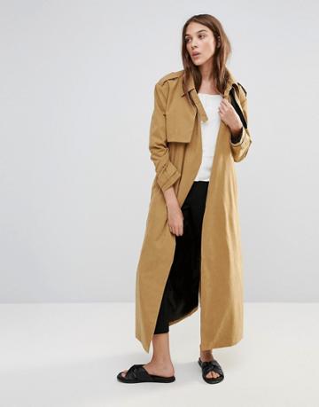 Neon Rose Trench Coat - Brown