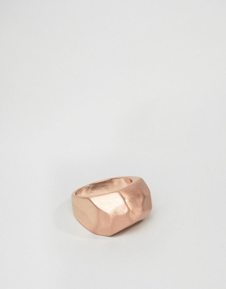 Asos Textured Ring In Rose Gold - Gold