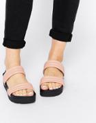 Asos Farlee Padded Two Strap Leather Sandals - Beige