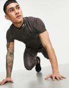 Asos 4505 Baselayer T-shirt With Oil Wash-brown