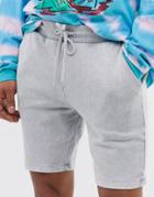 Asos Design Jersey Skinny Shorts With Wash In Gray - Gray