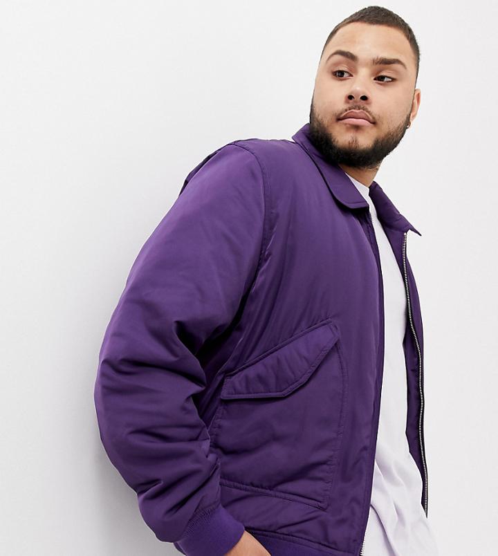 Asos Design Plus Bomber Jacket In Purple