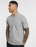 Calvin Klein Golf Monogram Polo Top In Gray Marl