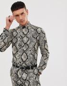 Twisted Tailor Super Skinny Fit Shirt In Snake Print