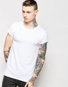 Asos Muscle T-shirt With Roll Sleeve In White - White