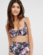 Asos Fuller Bust Exclusive Aurora Floral Print Paneled Longline Bikini