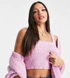 Asos Design Tall Knitted Cami In Waffle Stitch In Pink - Part Of A Set
