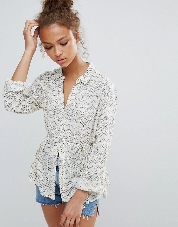 Vero Moda Tie Waist Printed Blouse - Multi