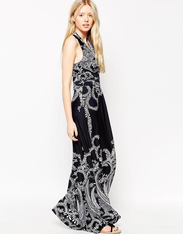 Jasmine Maxi Dress With Halterneck - Navy