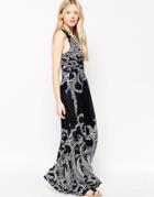 Jasmine Maxi Dress With Halterneck - Navy