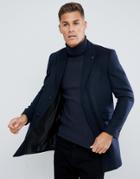 Burton Menswear Overcoat In Navy - Blue