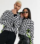 Asos Design X Christian Cowan Unisex Long Sleeved Checkerboard T-shirt-purple
