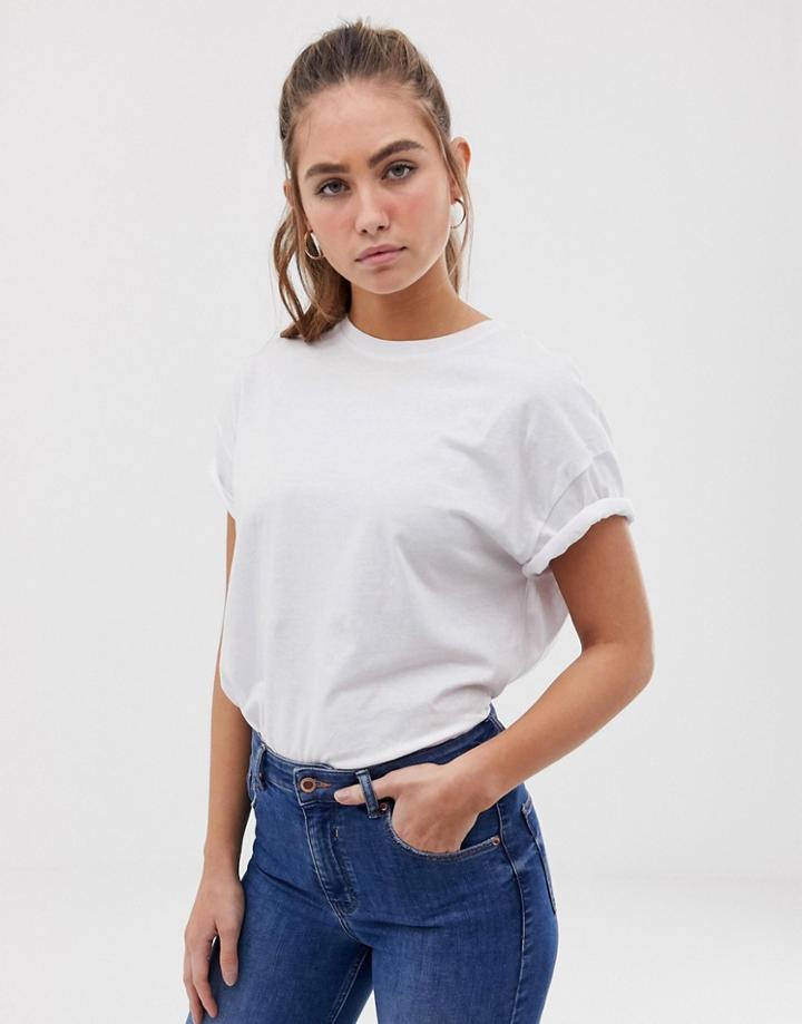 Bershka Oversized Tee In White - White