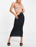 Asos Design Jersey Midi Skirt With Chain Detail And Cut Out In Black