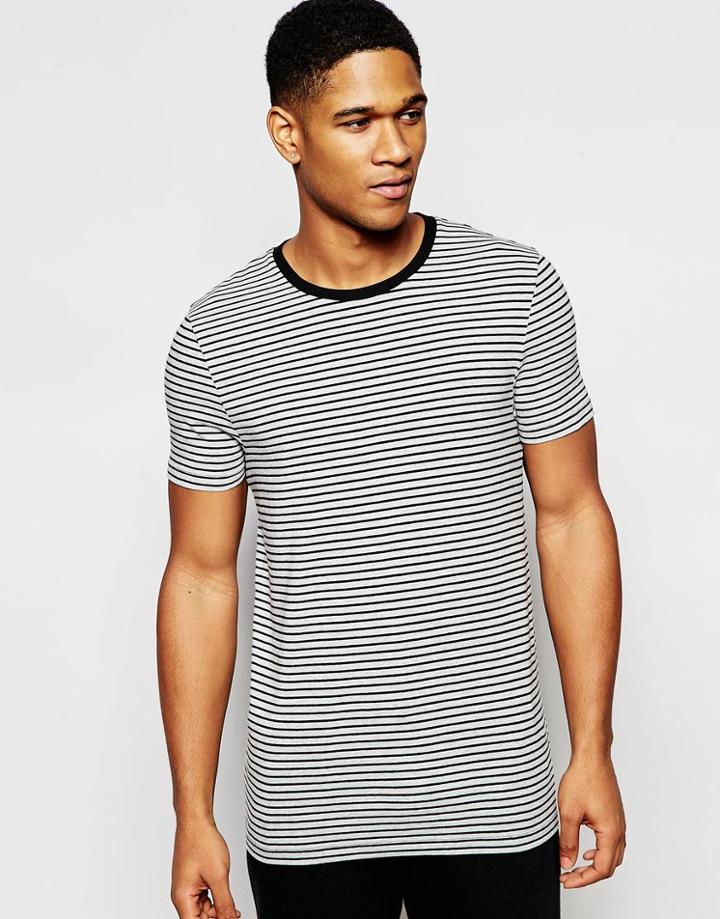 Asos Loungewear Muscle T-shirt In Gray And Black Stripe