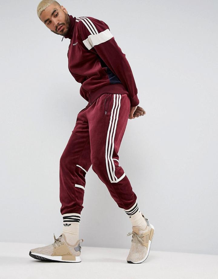 Adidas Originals Challenger Velour Track Jogger In Red Br2180 - Red